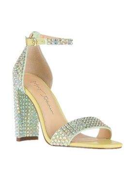 BLUE by BETSEY JOHNSON ~ Green Peep Toe Rhinestone-Embellished Heels size 9.5